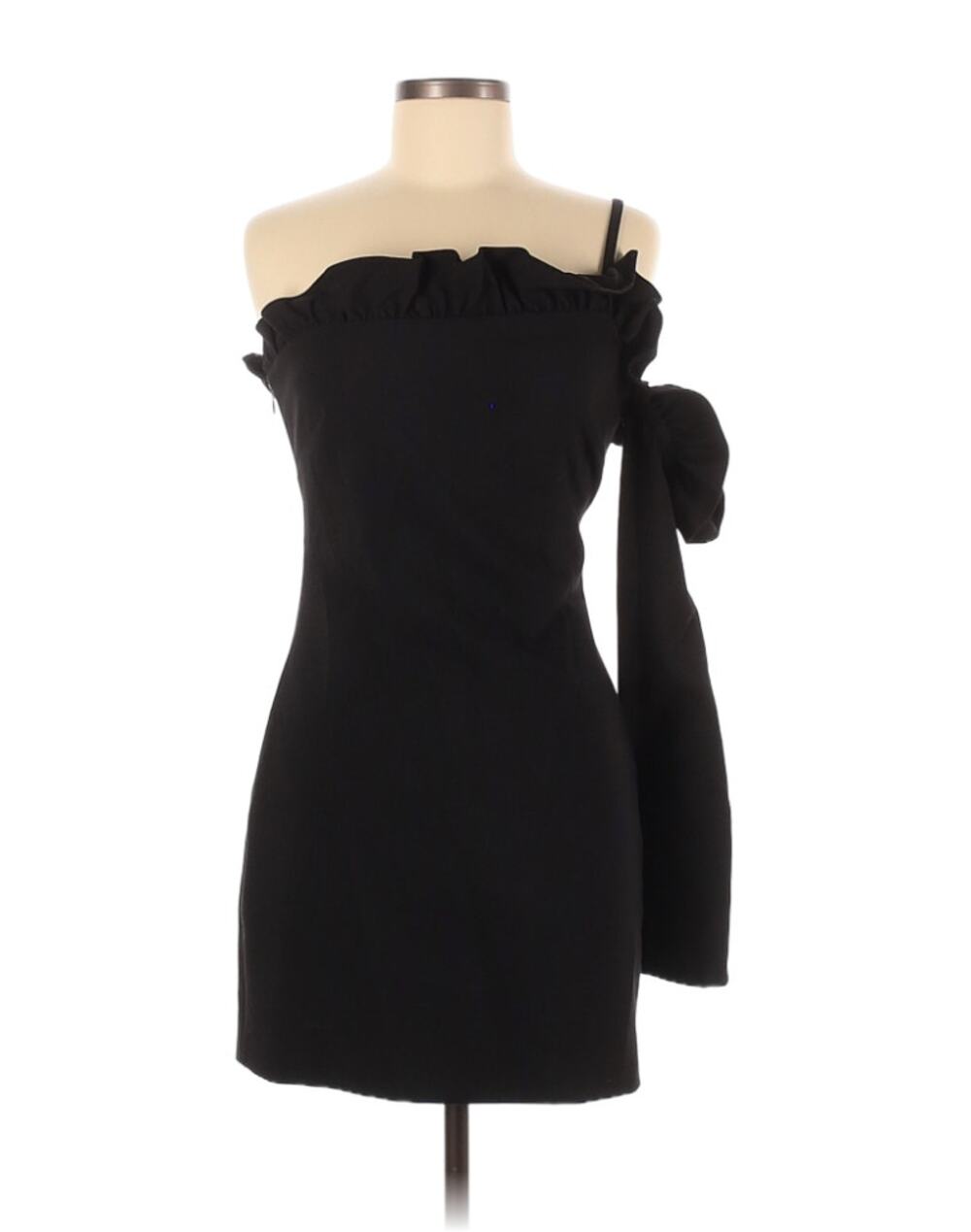 Likely Black One Sleeve Ruffle Neckline Mini Dress Party Cocktail Women's Size 6